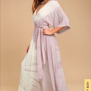 Awaken My Soul Ivory Lavender Tie-Dye Maxi Dress